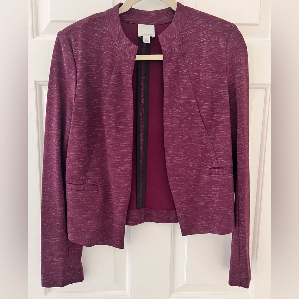 Halogen Maroon Blazer Lightweight Open-Front